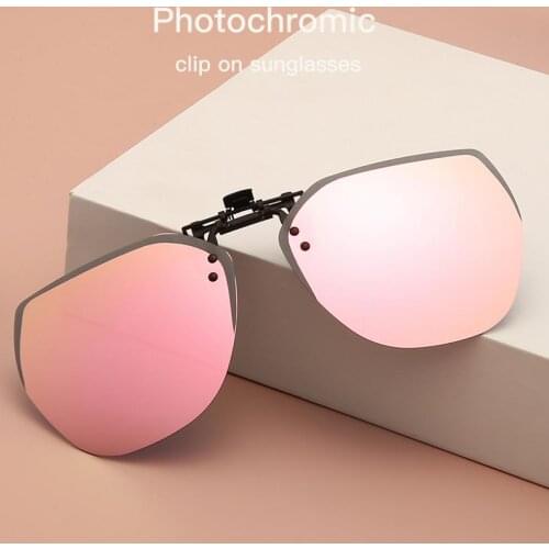Polarized Clip On Sunglasses Men Flip Up Sunglasses Photochromic Driving Glasses Mirrored Sunglasses Night Vision Fishing Goggle