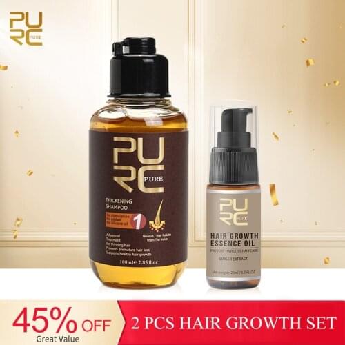 PURC Ginger Hair Growth Products Thickener Shampoo Oil Hair Scalp Treatments Care Serum Hair Growth Shampoo Set For Women Men