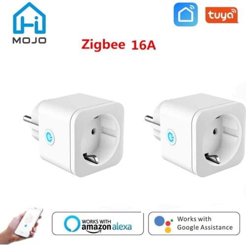 HIMOJO ZigBee Smart Plug EU 16A Adapter Power Timer Socket Remote Control Tuya Wireless Outlet for Alexa Google Home Assistant