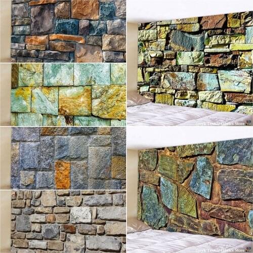 Vintage 3D Stone Bricks Printed Tapestry Wall Hanging Large Size Wall Tapestry Cheap Hippie Boho Wall Tapestries Mandala Fabric
