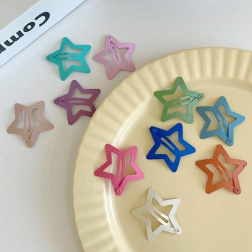 Cute Girls Cute Colorful Star Hairpins Snap Clips Kids Sweet Hair Ornament BB Clip Barrettes Fashion Headwear Hair Accessories