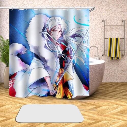 Custom High Quality Japanese anime Inuyasha Shower Curtain Waterproof Bathroom Polyester Fabric Bathroom Curtain