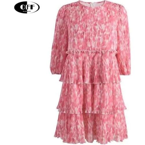 2021 New Summer Autumn Mini Dress Elegant Camouflage Drape Puff Sleeve Ruffles Chic Party Evening Ruched Dresses Women Vestidos