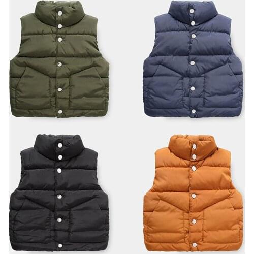Winter New Toddler Boys Thicken Vest Korean Fashion Solid Warm Cotton Waistcoat For Boy Baby Clothes Kids Sleeveless Vest Jacket