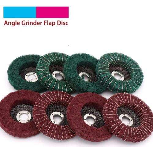 1pcs Dia 100mm Non-woven Polishing Grinding Disc Scouring Cloth Angle Grinder Flap Disc for Metal Wood Deburring Derusting