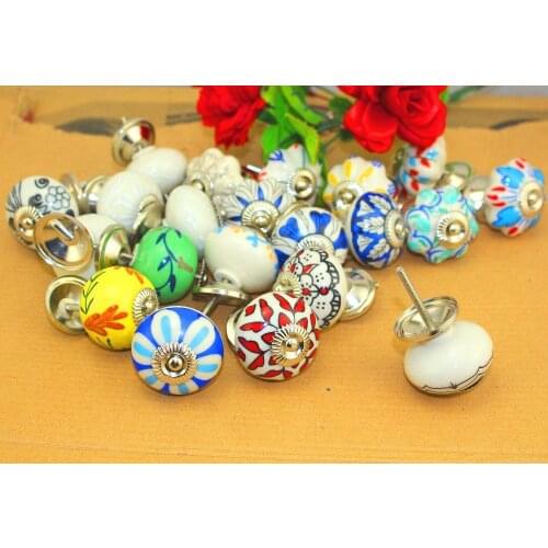 10Pcs Kids room Drawer Knob Handle Colorful Pumpkin style Dresser Pull Ceramic Kitchen Cabinet Handle Knob Furniture Hardware