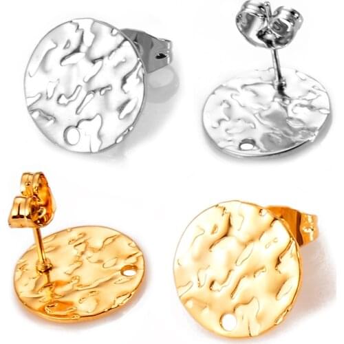 10Pcs Fashion Korean Geometric Round Stud Earrings Bump Gold Earrings DIY For Women Handmade Jewelry Making Supplie Not Allergic