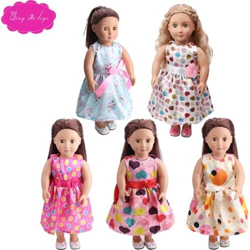 18 inch Girls doll dress Princess print evening gown American newborn skirt Baby toys fit 43 cm baby dolls c113