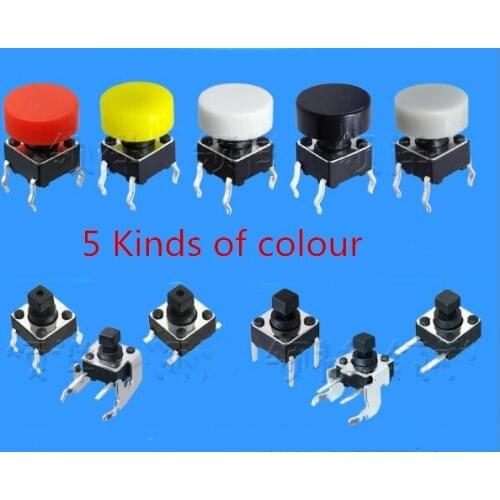 20PCS/Lot 5 Kinds of color 6*6 Plastic touch switch cap Protect Cover key Caps