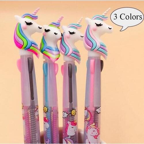36 Pcs/lot Unicorn 3Colors Ballpoint Pen Kawaii Cartoon Ball Pen for Kids Gift Cute Material Escolar School Supplies