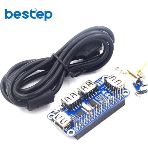 4 Ports USB HDM HUB HAT for Raspberry Pi 3 / 2 / Zero W Extension Board USB to UART for Serial Debugging compatible with USB