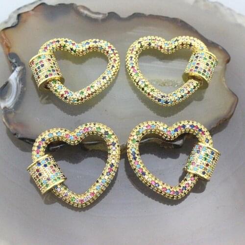 25*20mm 5pcs/lot Cz heart shape clasp,cubic zirconia micro pave accessories,closure bracelet/necklace component