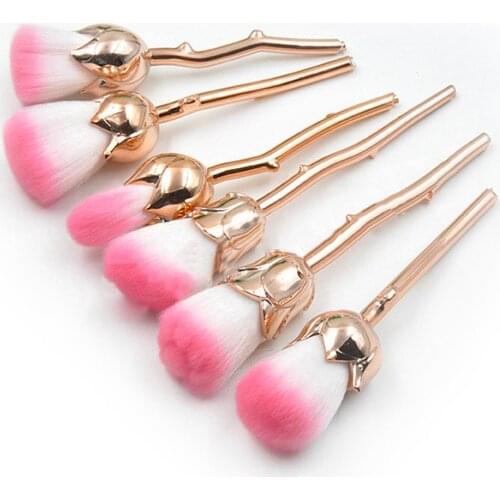 6Pcs/Set Rose Shape Golden Handle Blusher Eyeshadow Powder Brush Makeup Tool Beauty Make Up Brush