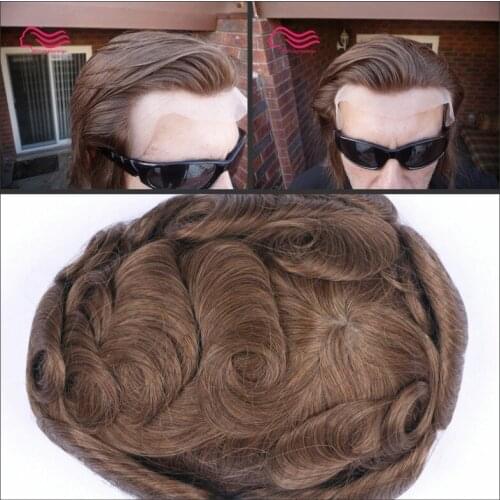 100% french lace human hair men toupee 3.0cm wave。hair replacement systems , male toupee ,hair piece free shipping