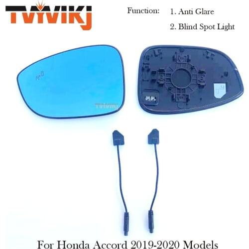 TVYVIKJ Outer Side Rearview Mirror Blue Glass Lens with Blind Spot light For HONDA Accord 2019 2020 Anti Glare BSD door mirror