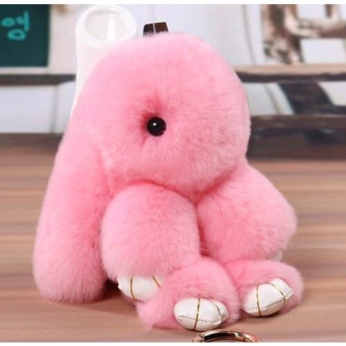 Fashion Rabbit Keychain Halloween Plush Bunny 100% Rex Rabbit Fur Key Chain Pendants Keys Bag Car Key Ring Brand Accessories