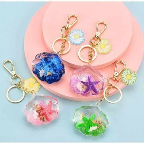 BUDROVKY Acrylic Starfish Pendant Beach Bio-oil Starfish Floating Keychain Aquarium Ocean World Gift llavero Wholesale