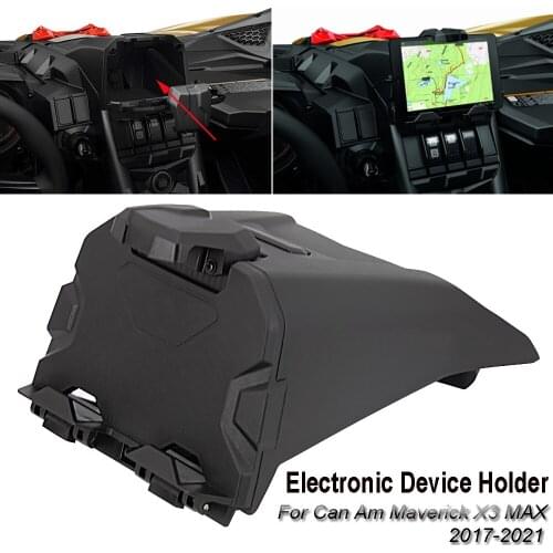 Black Electronic Device Holder With Integrated Storage For Can Am Maverick X3 Models 2017-2021