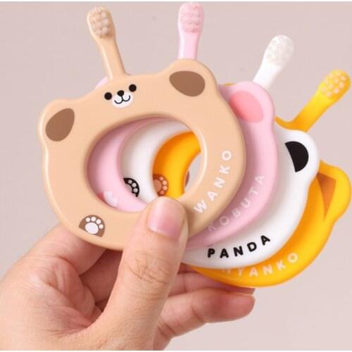 Cartoon Children Dual-use Toothbrush Kids Baby Milk Tooth Training Cleaning Soft Hair Toothbrushes Anti-out Teether