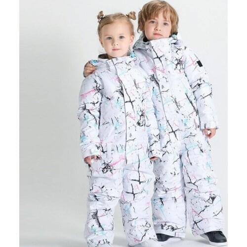 Aged 3-6 Years Kids One-piece Ski Suit Boys Girls Snowboard Set Children Snow Board Pants Jacket Set Kids Winter Snow Clothes