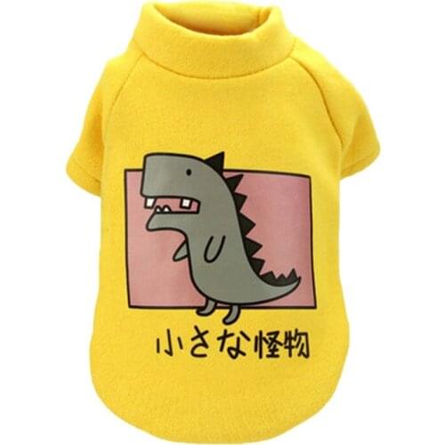 Fleece Dog Clothes Pet Sweatshirt Cartoon Dinosaur Dog Hoodies For Small Medium Dogs Cat Winter Warm Cat Dog Clothing Pet Outfit