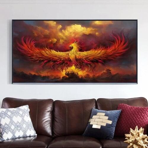 HD Gold Phoenix Game Posters Prints Canvas Paintings for Living Room Wall Art Abstract Animals Cartoon Paintings Home Decoration