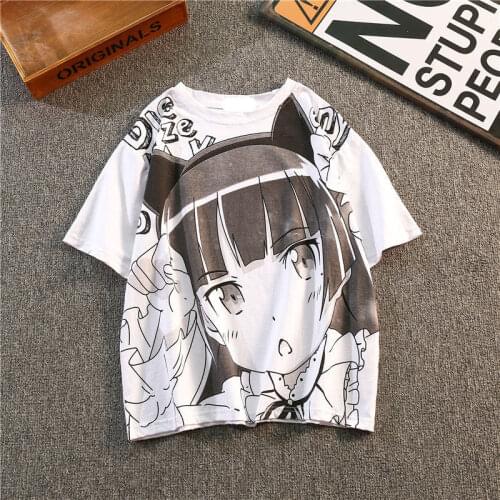 Summer Harajuku T Shirts Women Short Sleeve Tshirt Female Printed Anime Two-Dimensional Cartoon Tee Shirt Girls Streetwear Tops