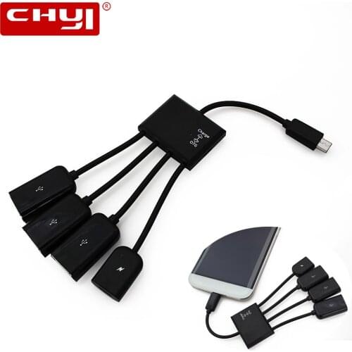 CHYI Micro USB OTG Hub With Power Charger Port Mini 3 Port USB Splitter For Android Smartphone Tablet Desktop PC Accessories