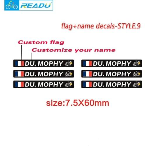 Bicycle road bike frame flag personal name stickers custom rider id decals style 9