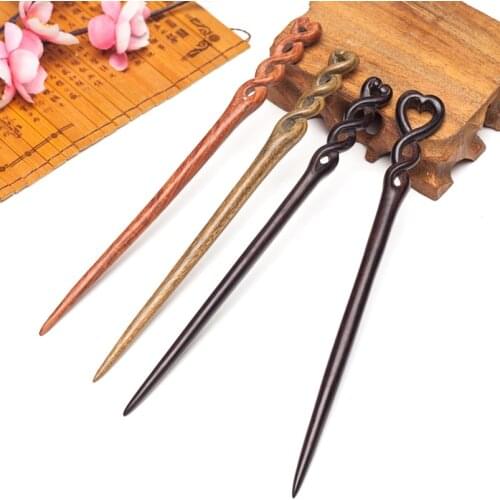 Natural wood everyday home hair jewelry ornaments for women Casual wooden head sticks pins hairwear hairpins accessories diy