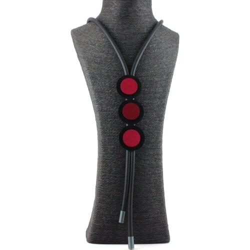 New long necklace for women pendant necklaces Round Aluminum Sheet Accessories Handmade Rubber Punk Jewelry