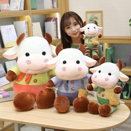 New Cute Animal Cartoon Cows Stuffed Plush Toy Kawaii Cattle Comfortable Soft Toy Children Girl Birthday Present Christmas Gift