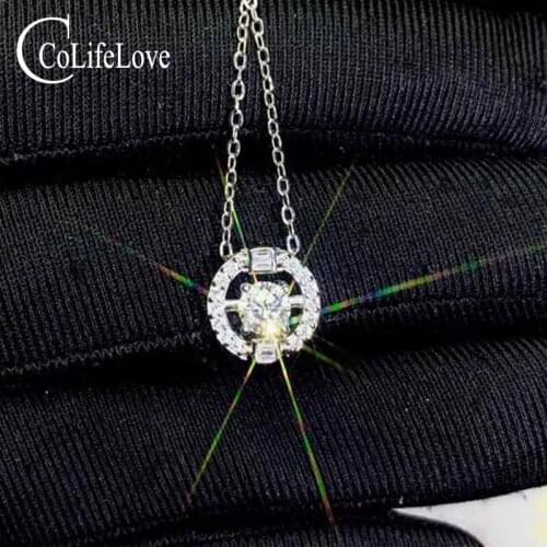 CoLife Jewelry 0.3ct D Color Moissanite Pendant for Young Girl 925 Silver Moissanite Necklace Pendant Birthday Gift for Woman