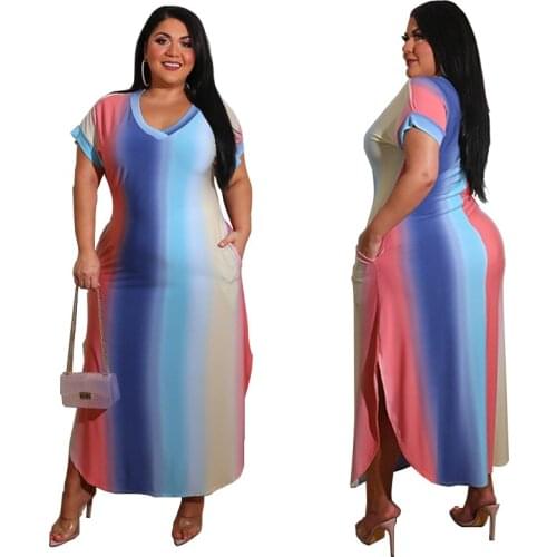 Plus Size Womens 2021 New Summer Gradient Dress Amazon Maxi Dresses for Women