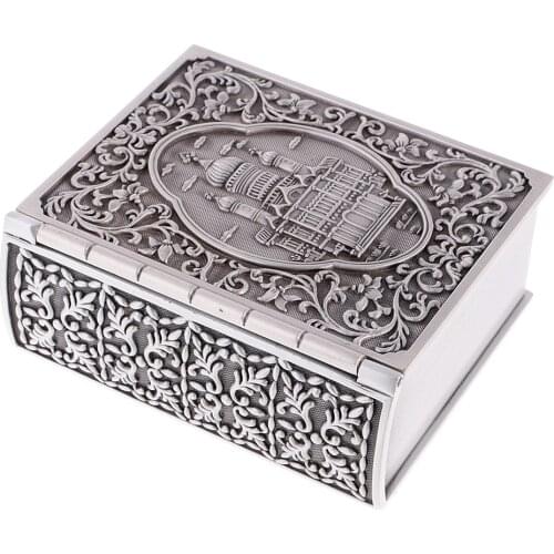 Retro Castle Engraved Book Shape Jewelry Box Case Container Trinkets Holder