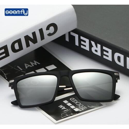 Seemfly 2021 New Fashion Polarized Sunglasses Vintage Square Men Sunshades Colorful Clear Lens UV400 Sun Glasses For Driving