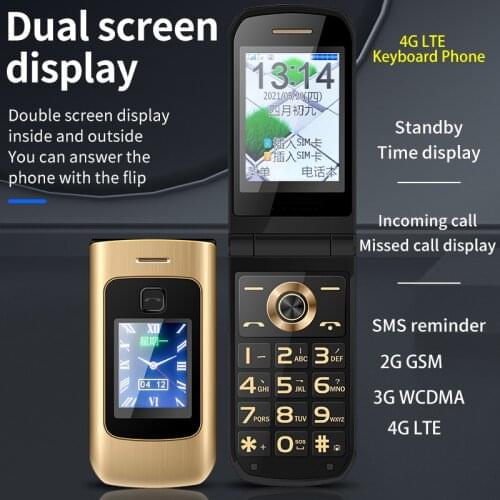 4G Lte Keyboard Phone Dual Screen Big Buttons SOS Fast Dial Feature Mobile Phone Unlocked Dual Sim Russian Keyboard Flip Phone