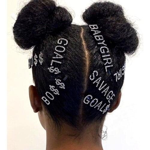 2020 hot fashion letter word rhinestone crystal hairpin hairgrip hairclips hair clip grip pin barrette ornament hair accessories