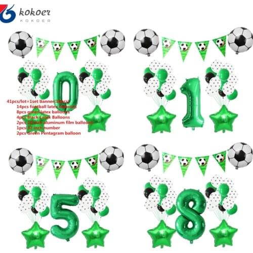 1set Football Foil Balloons Banner Soccer Sports Meet Fans Latex Ballons Boys Toys Birthday Party Decor Bunting Games Event Flag