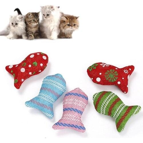 1pcs Pet Cat Christmas Fish Bite Resistant Scratch Canvas Material Cat Puppy Toy Wholesale