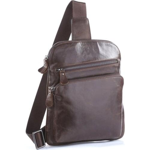 100% Genuine Leather Men Chest Bags Bag packs Popular Satchels Shoulder Sling Bag 7195C