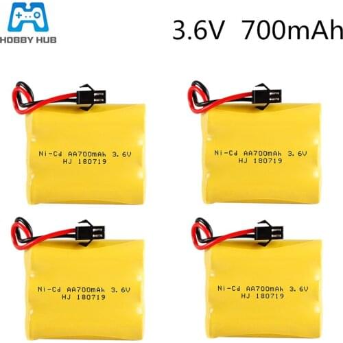2/3/4PCS 3.6v 700mAh AA battery 3.6v AA 700mah Ni-CD battery pack Rechargeable battery for RC boat model car electric toys tank