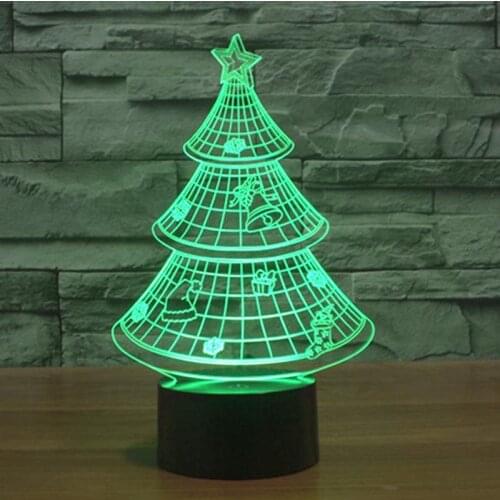 2017 foreign trade new Christmas tree 3D colorful touch LED visual gift lamp