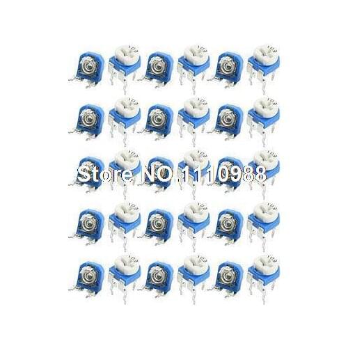 30PCS Blue White 10K Ohm 3Pins Horizontal Adjustable Resistance