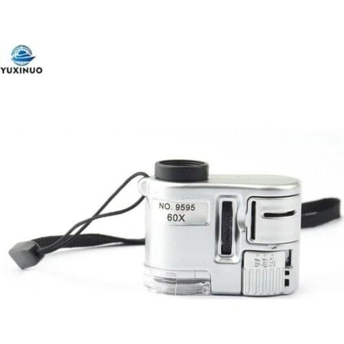 60X Handheld Magnifying Glass Mini Pocket Microscope Loupe Currency Detector Jeweler Magnifier With LED Light Model 9592 / 9595