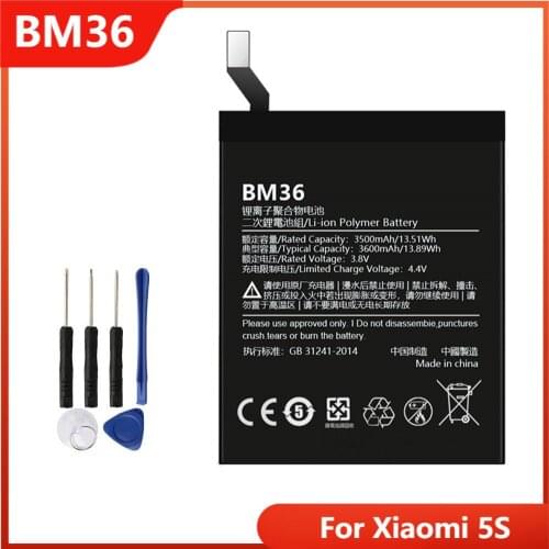 Phone Battery BM36 For Xiaomi 5S Mi 5S BM36 Replacement Rechargable Batteries 3200mAh With Free Tools