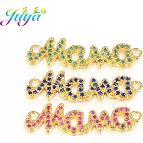 DIY BRACELETS Accessories Cubic Zirconia MAMA Christmas Connector Charms Fit Women Kids Fashion Jewelry DIY Making Findings