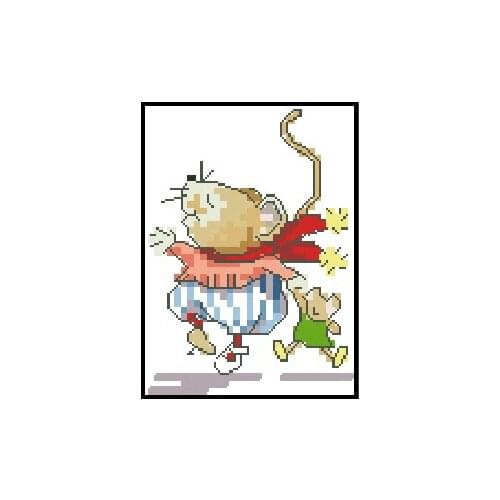 FREE Shipping High Quality christmas card cross stitch kit dancing mouse mice animal