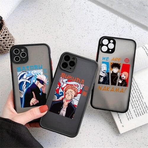 Hot Anime Jujutsu Kaisen Anime Phone Case Transparent for iPhone 11 12 mini pro XS MAX 8 7 6 S Plus X SE2 XR Matte Hard PC Cover