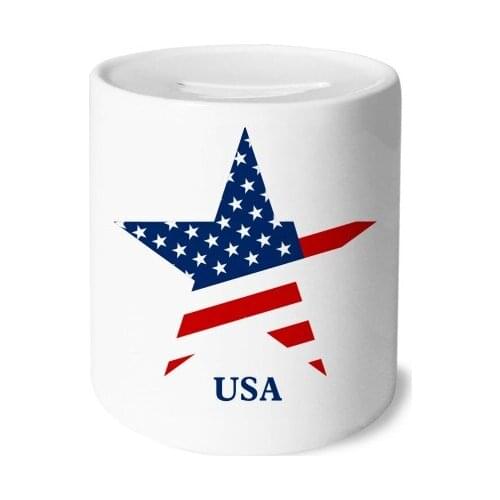 America Star Flag the USA Pattern Money Box Saving Banks Ceramic Coin Case Kids Adults